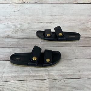 Veronica Beard Percey Womens Sz 9.5M Slide Sandals Black Gold